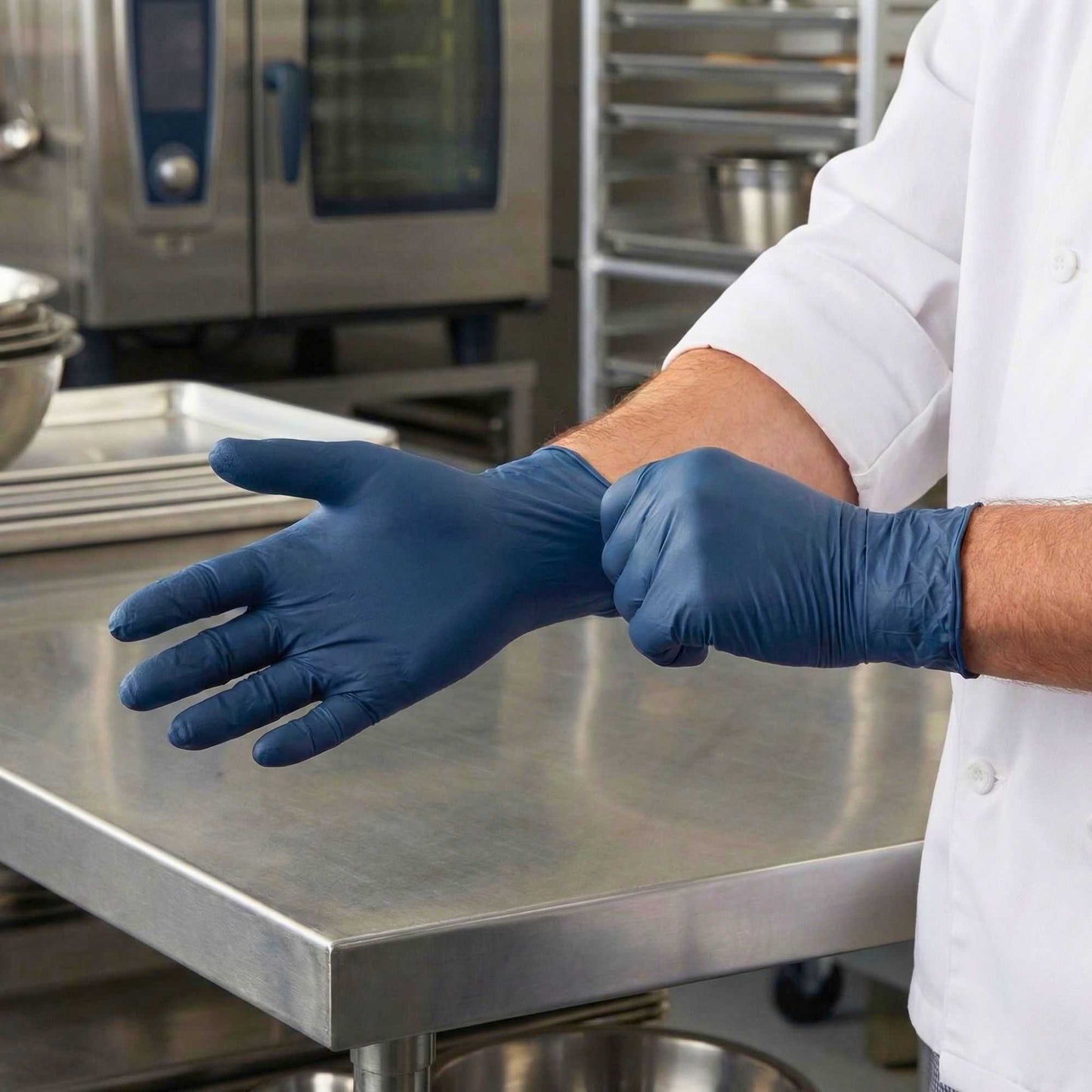 Low Derma Dark Blue Extra Large Nitrile Gloves - Hypoallergenic, Non-Sterile, Powder-Free - 100 count box