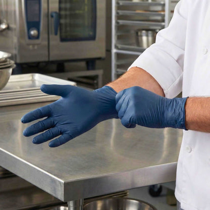 Low Derma Dark Blue Extra Large Nitrile Gloves - Hypoallergenic, Non-Sterile, Powder-Free - 100 count box