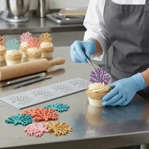 Pastry Tek Gray Silicone Coral Fondant Impression Mat - 1 count box