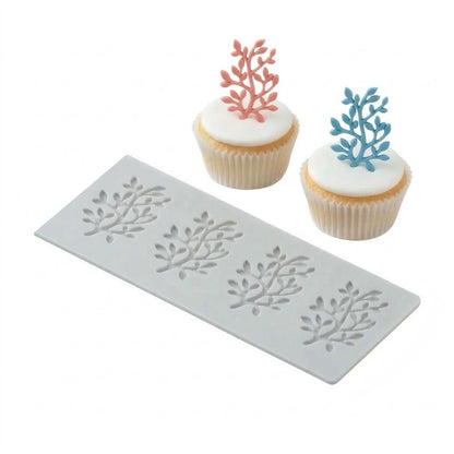 Pastry Tek Gray Silicone Branch with Leaves Fondant Impression Mat - 1 count box