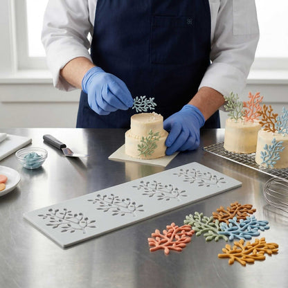 Pastry Tek Gray Silicone Branch with Leaves Fondant Impression Mat - 1 count box