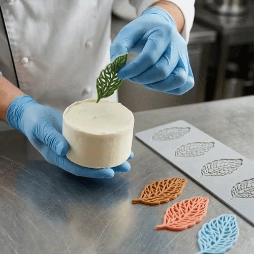 Pastry Tek Gray Silicone Spring Leaf Fondant Impression Mat - 1 count box