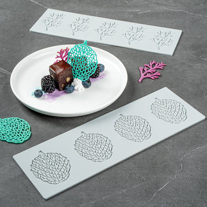 Pastry Tek Gray Silicone Autumn Leaf Fondant Impression Mat - 1 count box