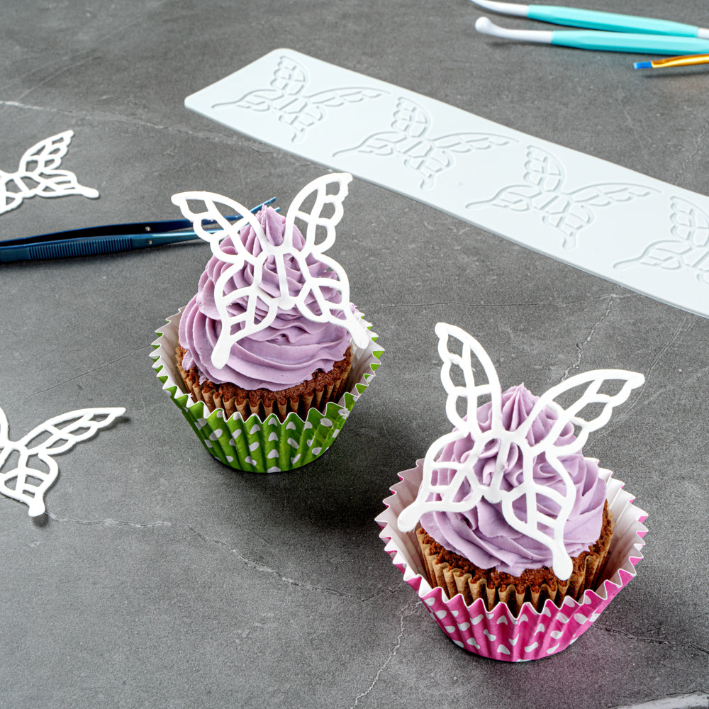 Pastry Tek Gray Silicone Butterfly Fondant Impression Mat - 1 count box