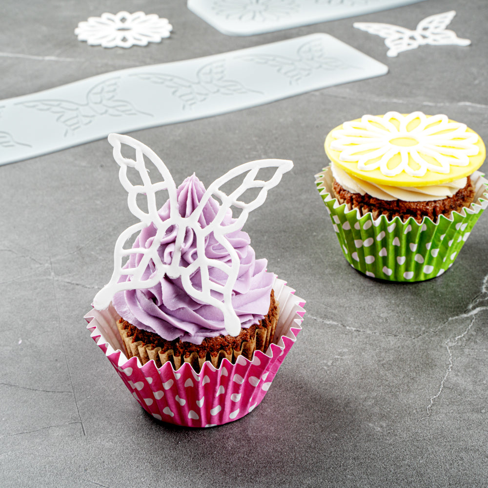 Pastry Tek Gray Silicone Butterfly Fondant Impression Mat - 1 count box