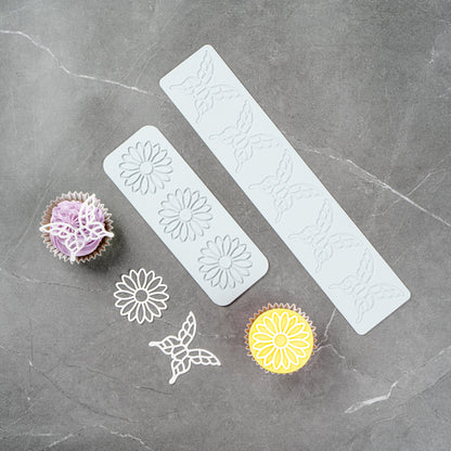 Pastry Tek Gray Silicone Flower Fondant Impression Mat - 1 count box