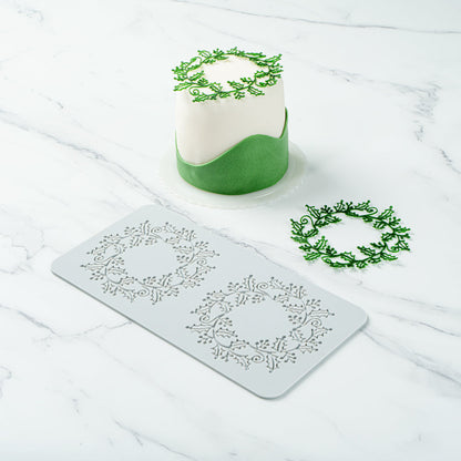 Pastry Tek Gray Silicone Autumn Leaf Halo Fondant Impression Mat - 1 count box