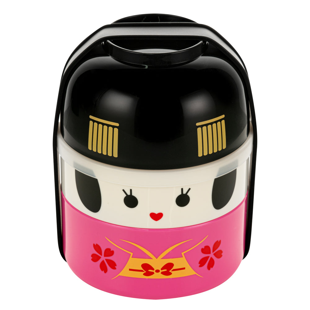 Bento Tek 22 oz Maiko Kokeshi Bento Box - Two Tiers - 4 1/4" x 4 1/4" x 5 1/4" - 1 count box