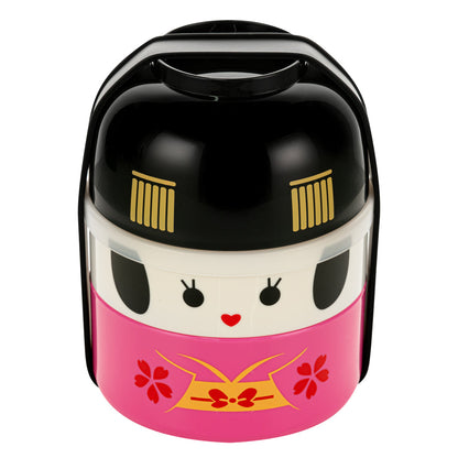 Bento Tek 22 oz Maiko Kokeshi Bento Box - Two Tiers - 4 1/4" x 4 1/4" x 5 1/4" - 1 count box
