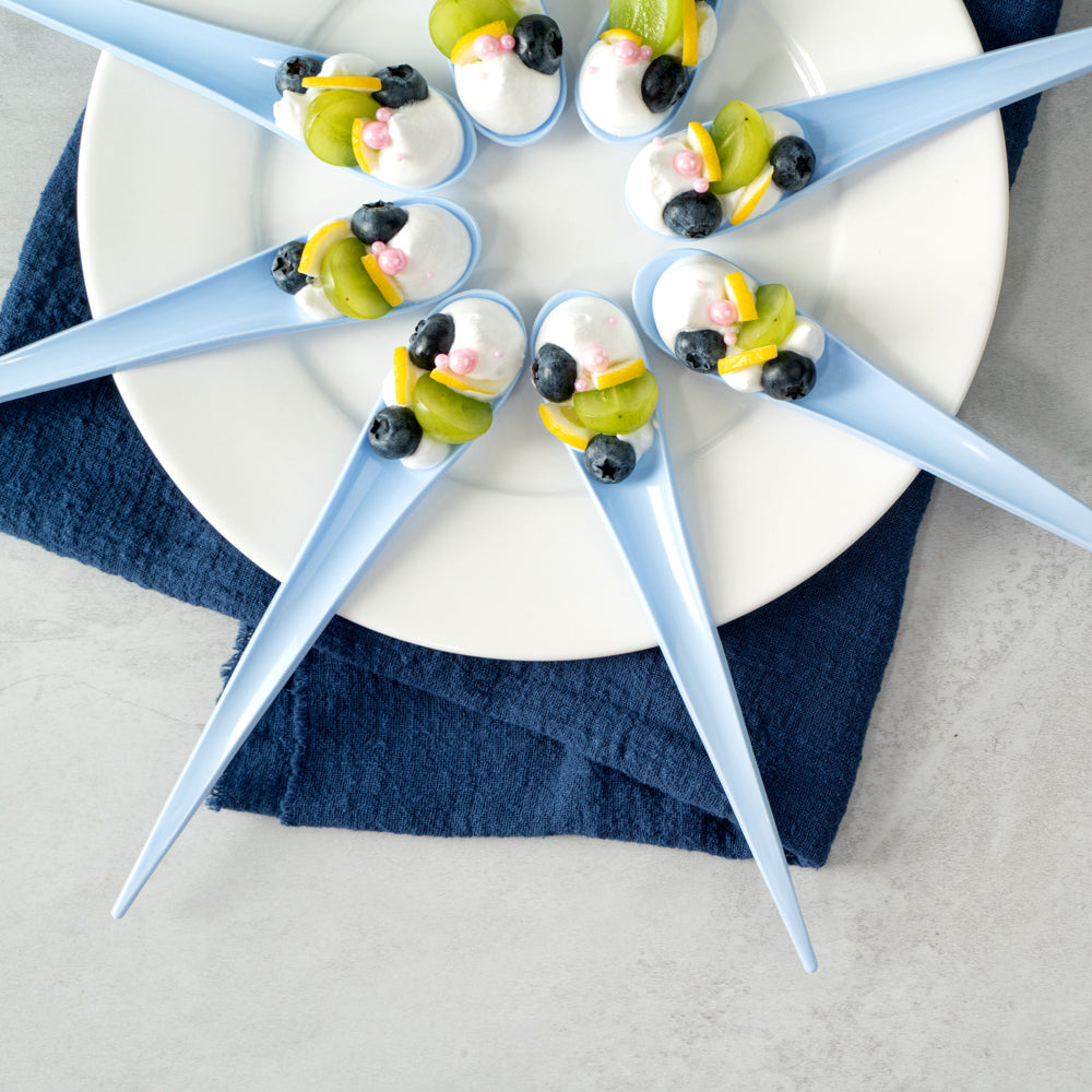 Chef 101 Blue Plastic Deco Party Spoon - 8" - 500 count box
