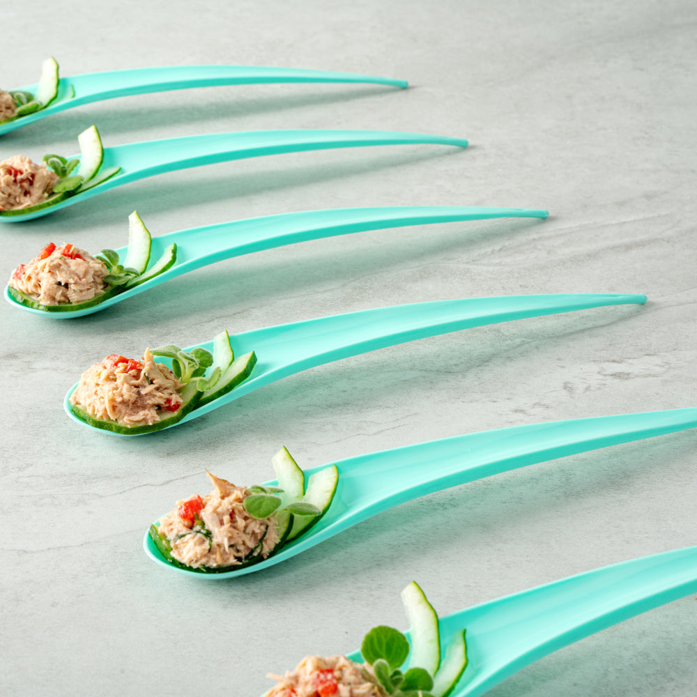 Chef 101 Teal Plastic Deco Party Spoon - 8" - 500 count box