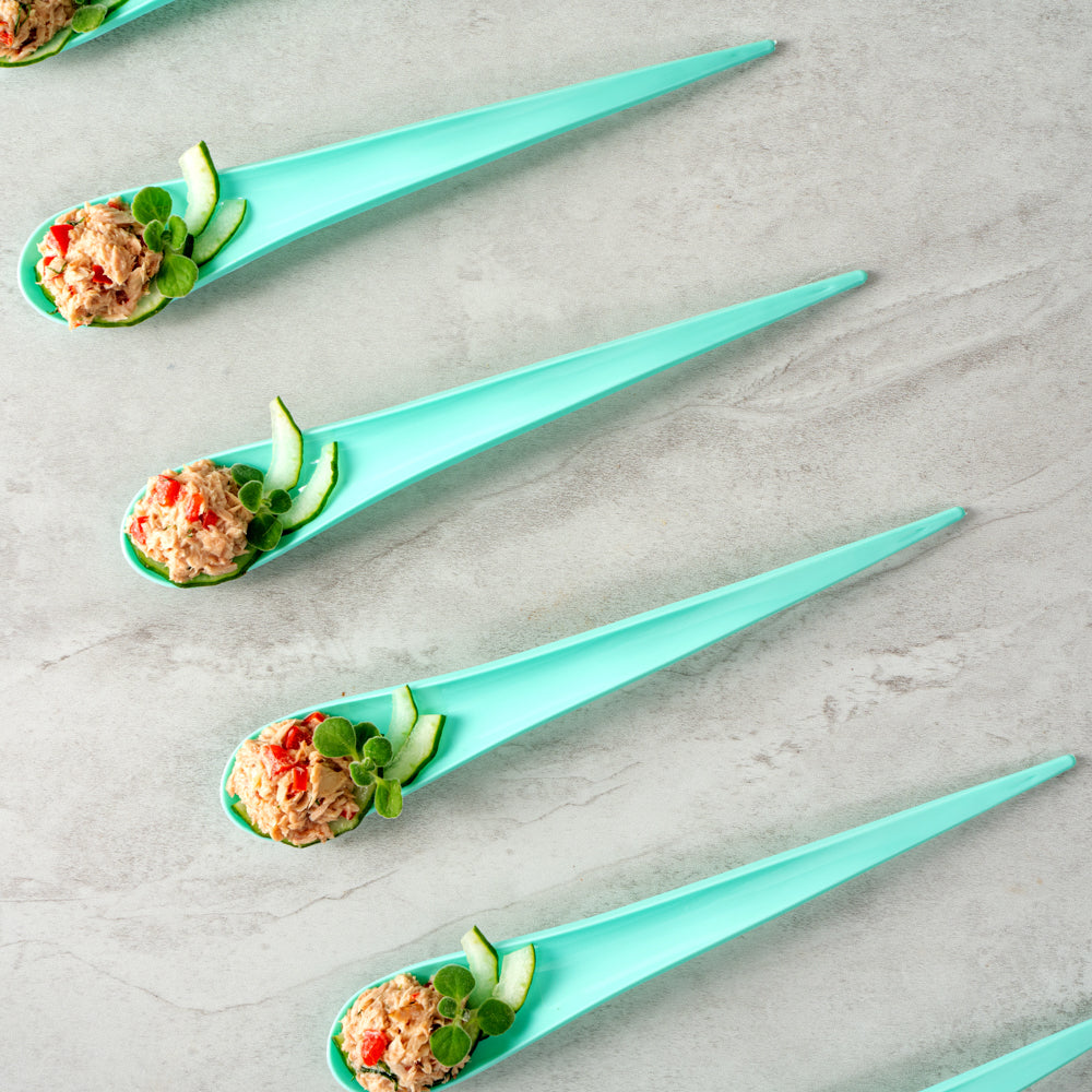 Chef 101 Teal Plastic Deco Party Spoon - 8" - 500 count box