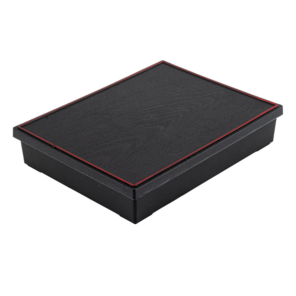 Bento Tek Rectangle Black and Red Small Japanese Style Bento Box - 6 Compartments - 10 3/4" x 8 1/4" x 2 1/4" - 1 count box