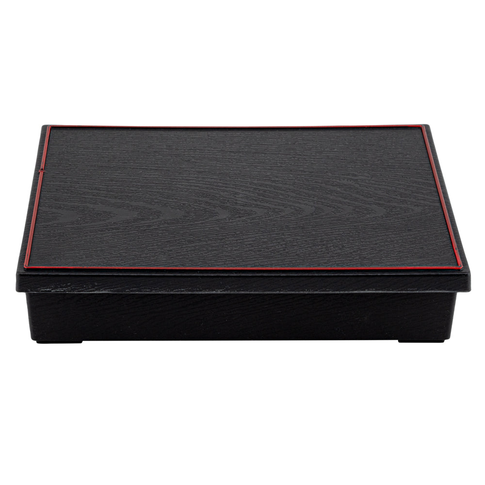 Bento Tek Rectangle Black and Red Small Japanese Style Bento Box - 6 Compartments - 10 3/4" x 8 1/4" x 2 1/4" - 1 count box