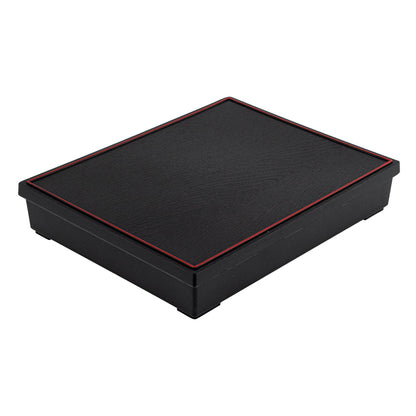 Bento Tek Rectangle Black and Red Large Japanese Style Bento Box - 6 Compartments - 12 1/4" x 9 3/4" x 2 1/4" - 1 count box