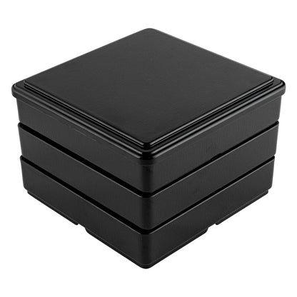Bento Tek Square Black and Red Japanese Style Bento Box - 4 Compartments, 3 Layers - 8 1/4" x 8 1/4" x 6" - 1 count box