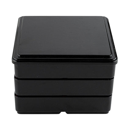 Bento Tek Square Black and Red Japanese Style Bento Box - 4 Compartments, 3 Layers - 8 1/4" x 8 1/4" x 6" - 1 count box