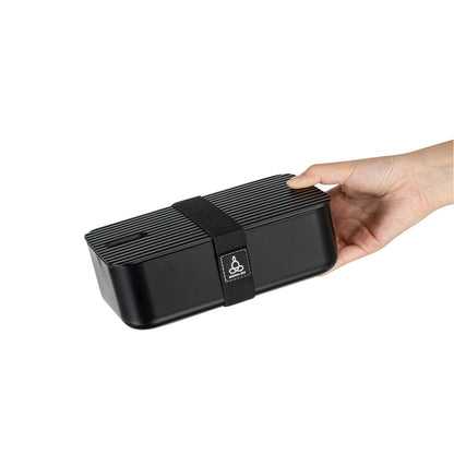 Bento Tek 34 oz Black Buddha Box Lunch Container - with Black Lid - 7 1/2" x 4 3/4" x 2 1/2" - 1 count box