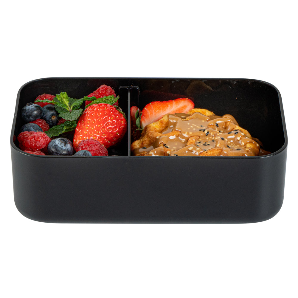 Bento Tek 34 oz Black Buddha Box Lunch Container - with Black Lid - 7 1/2" x 4 3/4" x 2 1/2" - 1 count box