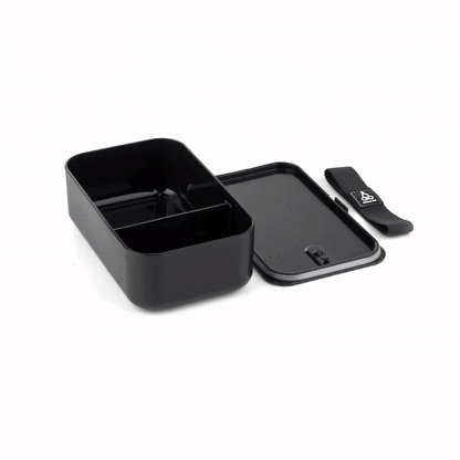 Bento Tek 34 oz Black Buddha Box Lunch Container - with Black Lid - 7 1/2" x 4 3/4" x 2 1/2" - 1 count box