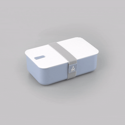 Bento Tek 34 oz Blue Buddha Box Lunch Container - with White Lid - 7 1/2" x 4 3/4" x 2 1/2" - 1 count box