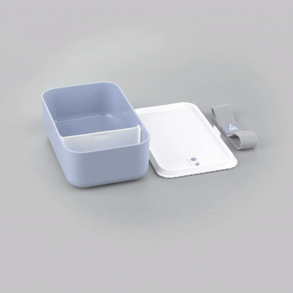 Bento Tek 34 oz Blue Buddha Box Lunch Container - with White Lid - 7 1/2" x 4 3/4" x 2 1/2" - 1 count box