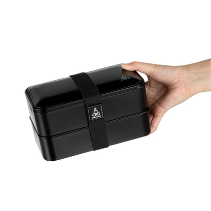 Bento Tek 41 oz Black Buddha Box All-in-One Lunch Box - with Utensils, Sauce Cup - 7 1/4" x 4 1/4" x 4" - 1 count box