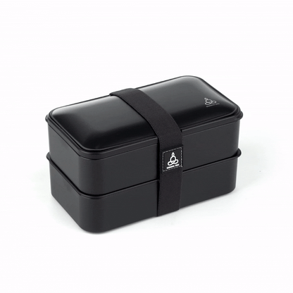 Bento Tek 41 oz Black Buddha Box All-in-One Lunch Box - with Utensils, Sauce Cup - 7 1/4" x 4 1/4" x 4" - 1 count box