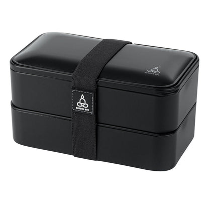 Bento Tek 41 oz Black Buddha Box All-in-One Lunch Box - with Utensils, Sauce Cup - 7 1/4" x 4 1/4" x 4" - 1 count box