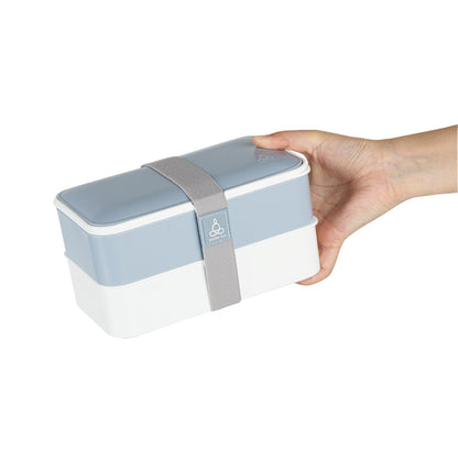 Bento Tek 41 oz Blue and White Buddha Box All-in-One Lunch Box - with Utensils, Sauce Cup - 7 1/4" x 4 1/4" x 4" - 1 count box