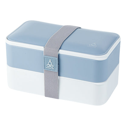 Bento Tek 41 oz Blue and White Buddha Box All-in-One Lunch Box - with Utensils, Sauce Cup - 7 1/4" x 4 1/4" x 4" - 1 count box