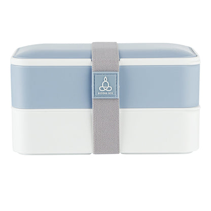 Bento Tek 41 oz Blue and White Buddha Box All-in-One Lunch Box - with Utensils, Sauce Cup - 7 1/4" x 4 1/4" x 4" - 1 count box
