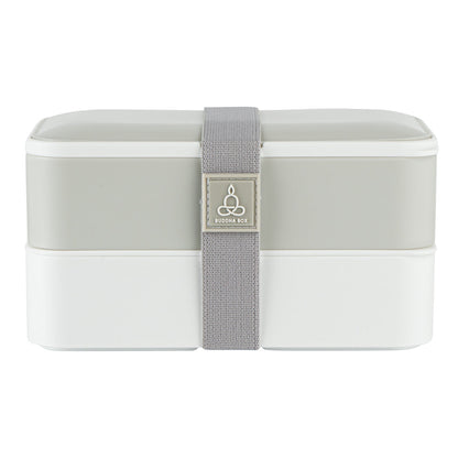 Bento Tek 41 oz Gray and White Buddha Box All-in-One Lunch Box - with Utensils, Sauce Cup - 7 1/4" x 4 1/4" x 4" - 1 count box
