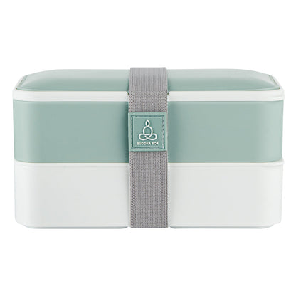 Bento Tek 41 oz Green and White Buddha Box All-in-One Lunch Box - with Utensils, Sauce Cup - 7 1/4" x 4 1/4" x 4" - 1 count box