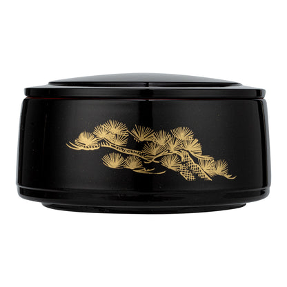 Bento Tek 25 oz Round Black Japanese Style Bento Box - 6 1/2" x 6 1/2" x 3 1/4" - 1 count box