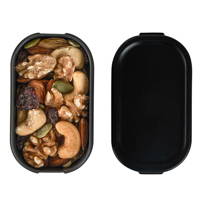 Bento Tek 3 oz Black Buddha Box Snack / Sauce Container - with Black Lid - 3 3/4" x 2 1/4" x 1 1/4" - 4 count box