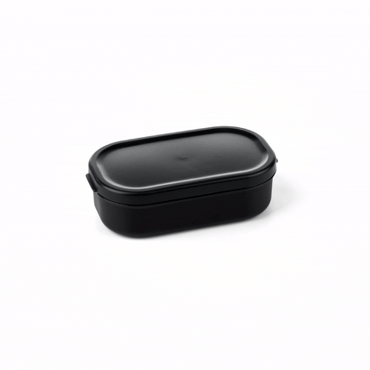 Bento Tek 3 oz Black Buddha Box Snack / Sauce Container - with Black Lid - 3 3/4" x 2 1/4" x 1 1/4" - 4 count box