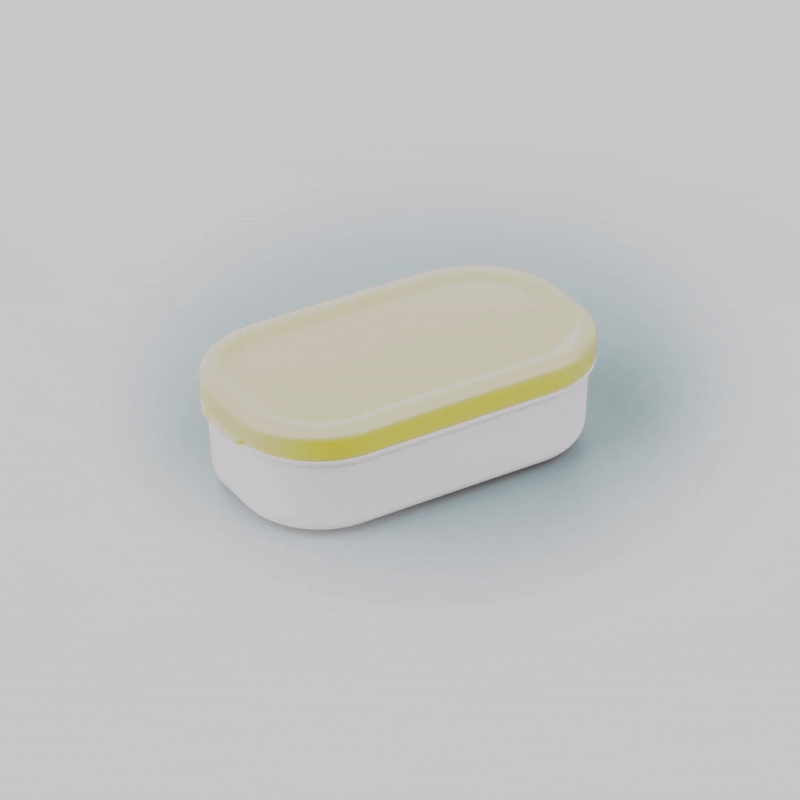 Bento Tek 3 oz White Buddha Box Snack / Sauce Container - with Beige Lid - 3 3/4" x 2 1/4" x 1 1/4" - 4 count box