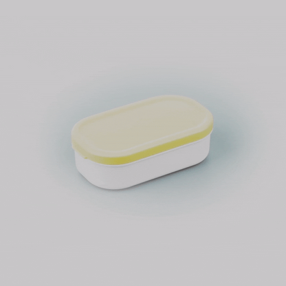 Bento Tek 3 oz White Buddha Box Snack / Sauce Container - with Beige Lid - 3 3/4" x 2 1/4" x 1 1/4" - 4 count box