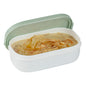 Bento Tek 3 oz White Buddha Box Snack / Sauce Container - with Green Lid - 3 3/4" x 2 1/4" x 1 1/4" - 4 count box