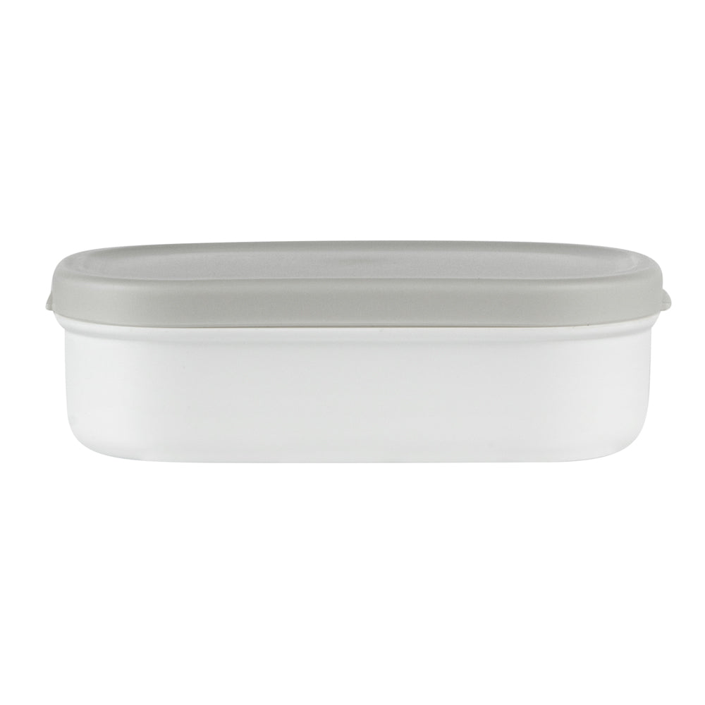 Bento Tek 3 oz White Buddha Box Snack / Sauce Container - with Gray Lid - 3 3/4" x 2 1/4" x 1 1/4" - 4 count box