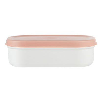 Bento Tek 3 oz White Buddha Box Snack / Sauce Container - with Pink Lid - 3 3/4" x 2 1/4" x 1 1/4" - 4 count box