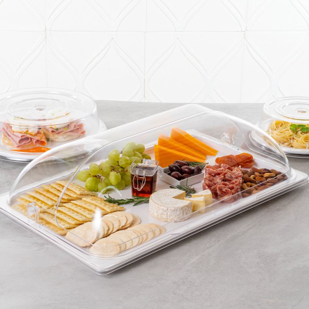 Cater Tek Clear Polycarbonate Plate Cover - Full Size - 21" x 13 1/4" - 10 count box