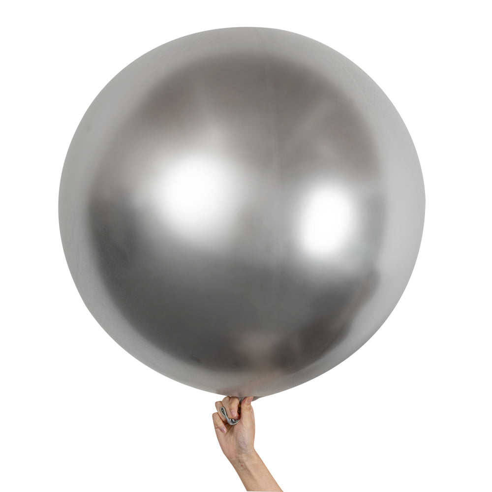 Balloonify Metallic Silver Latex Balloon - 36" - 10 count box