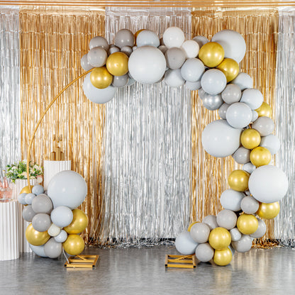 Balloonify Gray, White and Gold Balloon Arch / Garland Kit - 121 Pieces - 1 count box