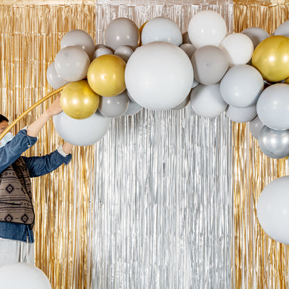 Balloonify Gray, White and Gold Balloon Arch / Garland Kit - 121 Pieces - 1 count box