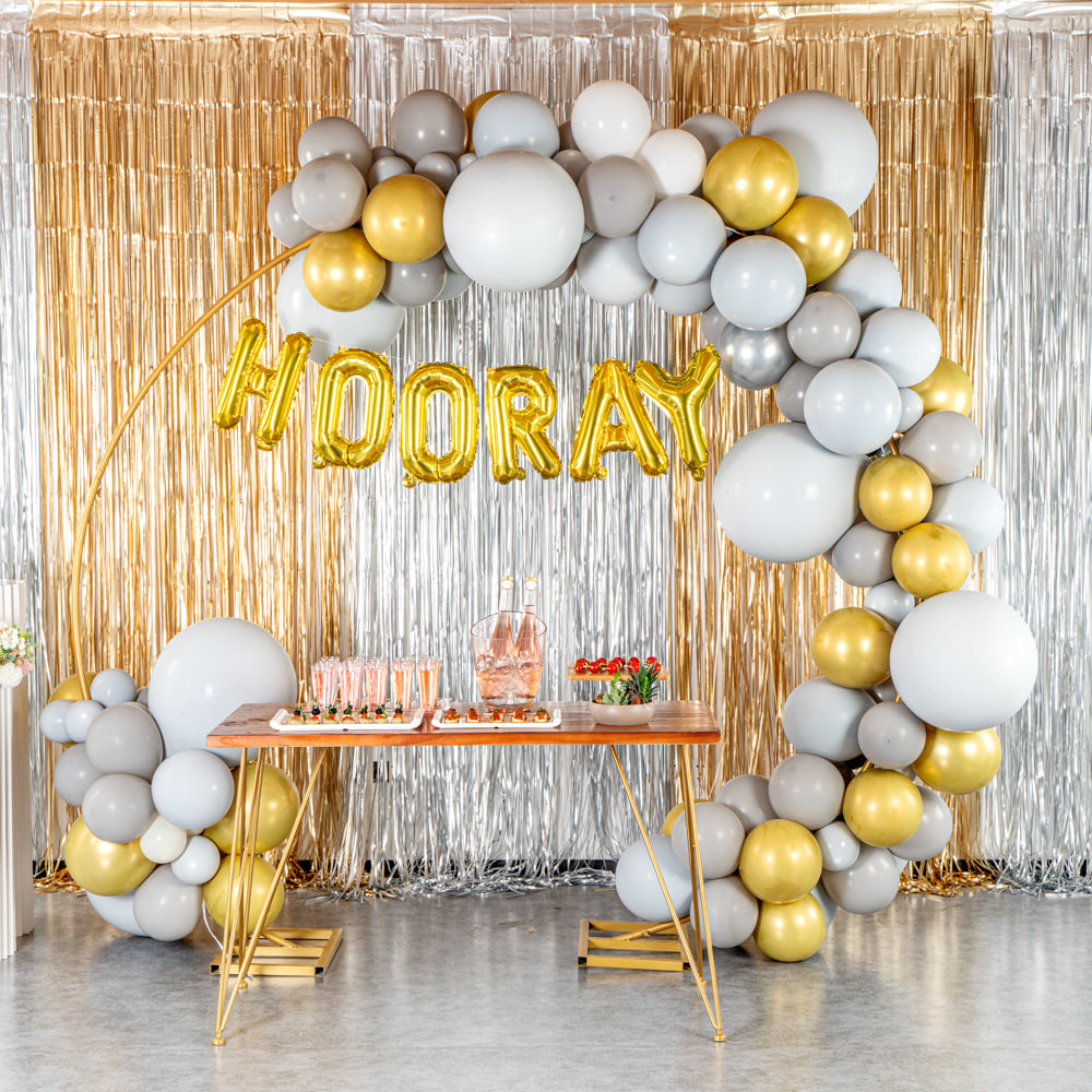 Balloonify Gray, White and Gold Balloon Arch / Garland Kit - 121 Pieces - 1 count box