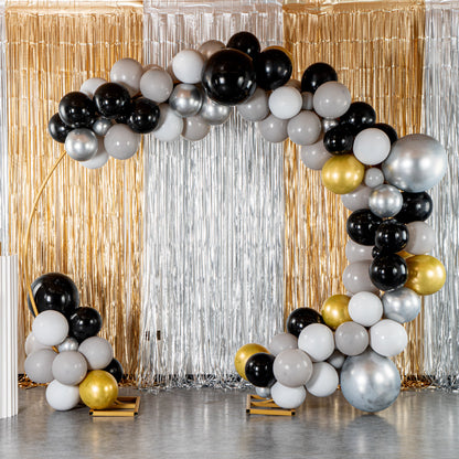 Balloonify Gray, Black and Gold Balloon Arch / Garland Kit - 136 Pieces - 1 count box