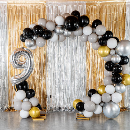 Balloonify Gray, Black and Gold Balloon Arch / Garland Kit - 136 Pieces - 1 count box
