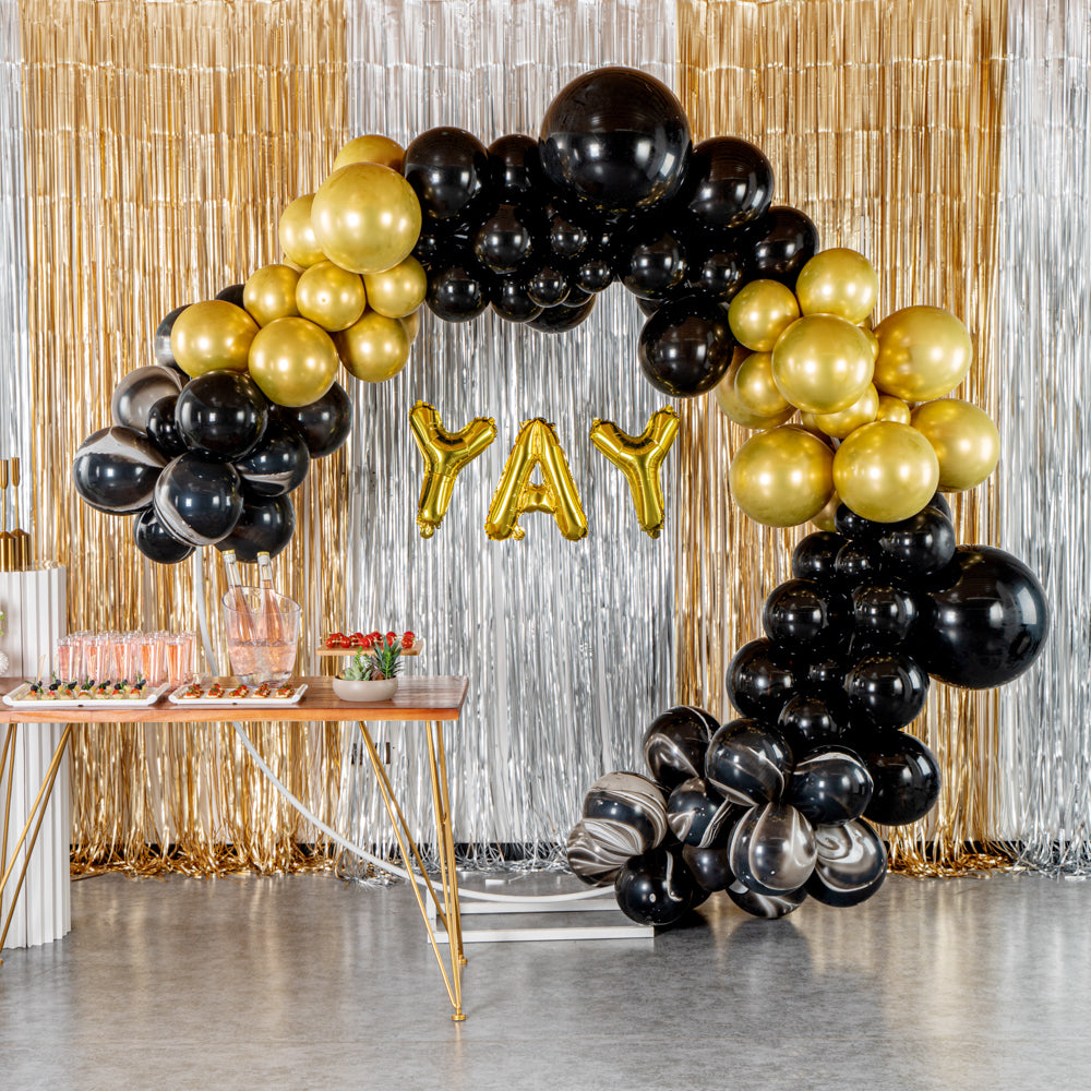 Balloonify Black and Gold Balloon Arch / Garland Kit - 134 Pieces - 1 count box